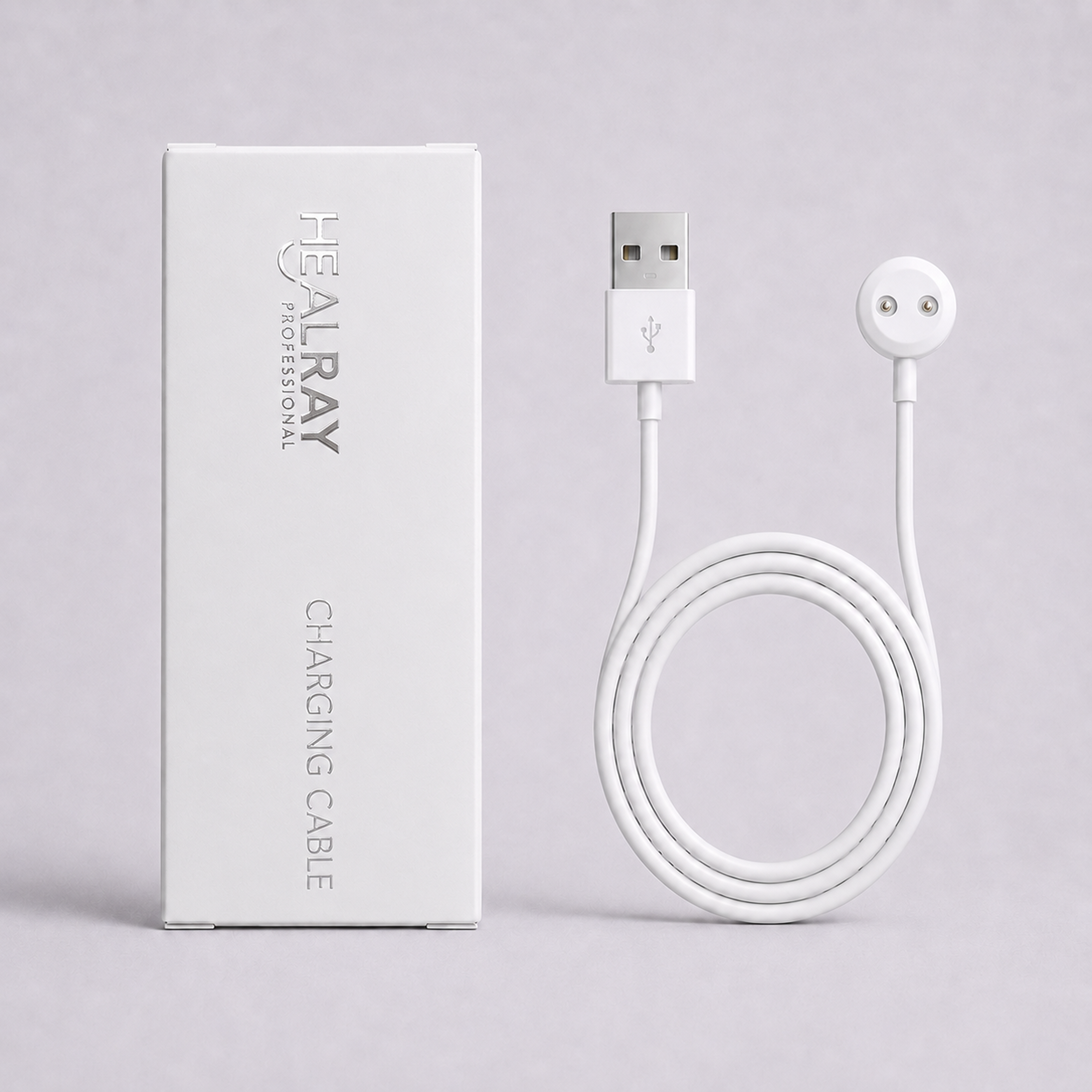 Red Light Device Charging Cable — box and coiled cable