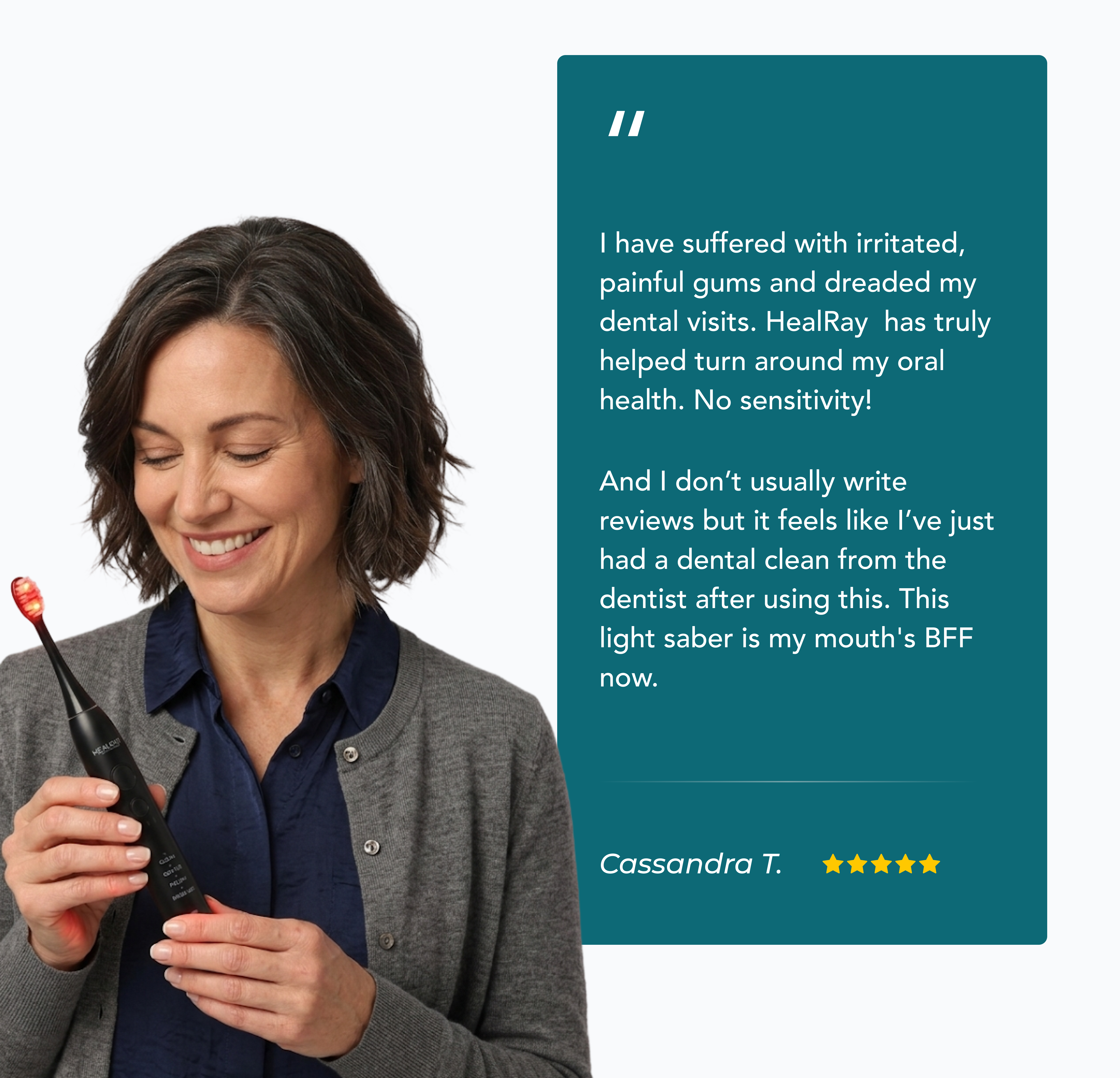 Light Therapy Electric Toothbrush in use