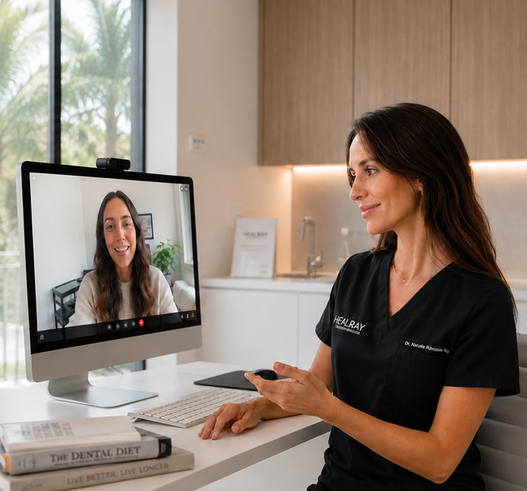 Dr. Ratmiroff in a video consultation with a HealRay customer