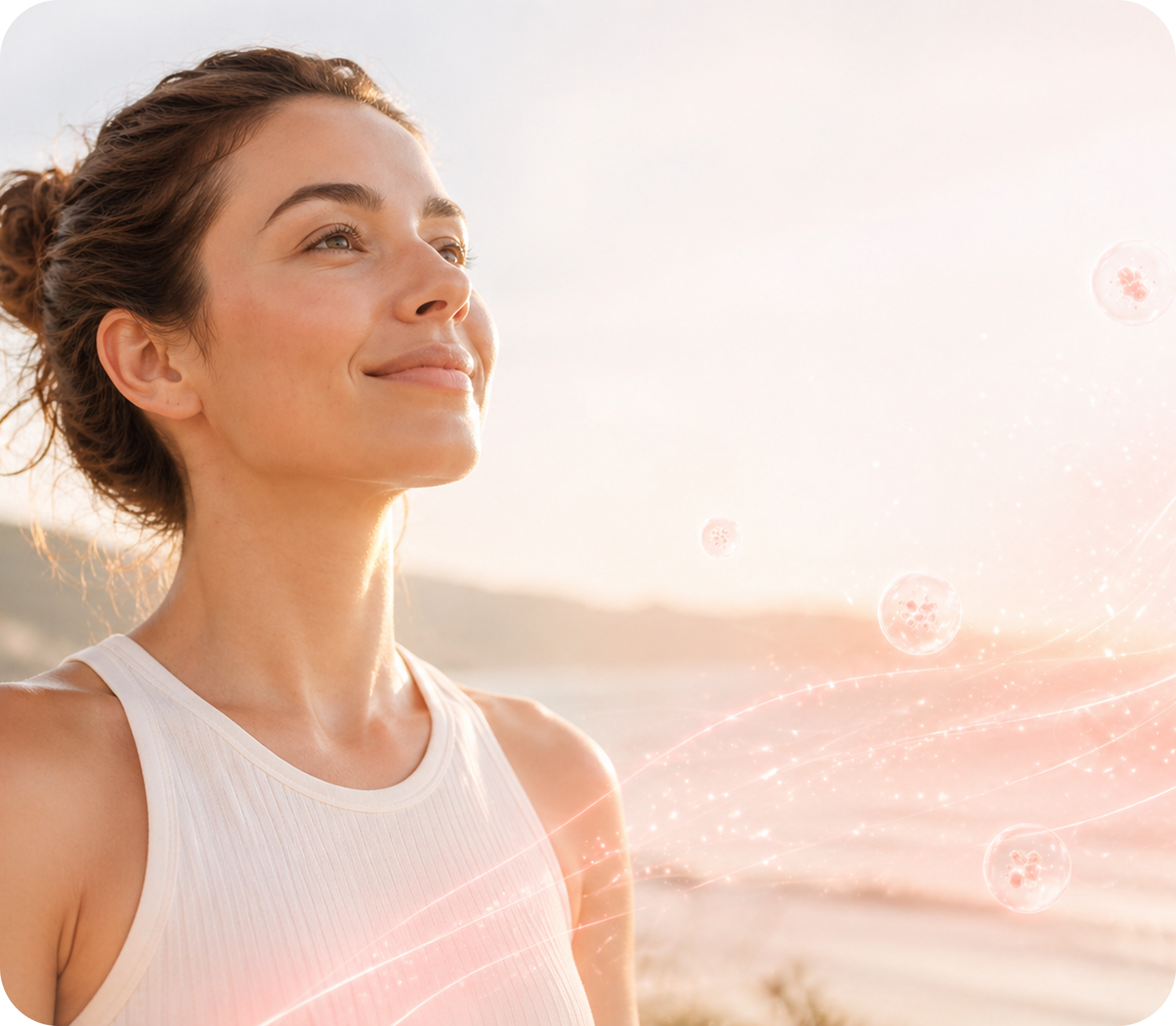 Person breathing calmly outdoors